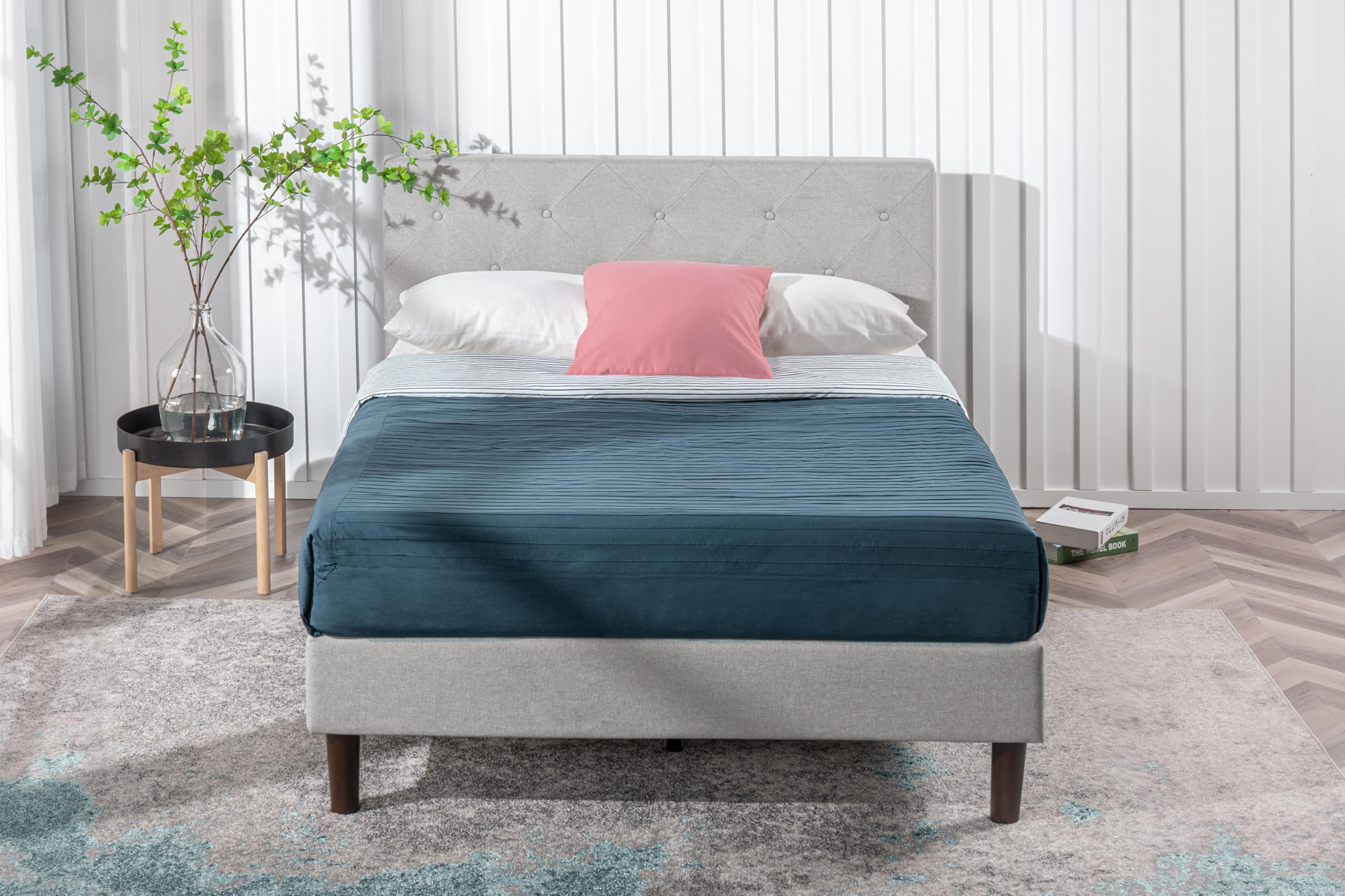 ZINUS Shaliniファブリックベッドフレーム セミダブル ライトグレー Amazon.co.jp: ZINUS Shalini ベッドフレーム ファブリック